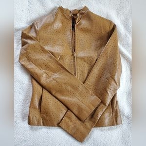 Express World Brand Polka Dot Leather Jacket, Sz 3/4, NWOT